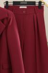 Çift Düğmeli Dabıl Pantolonlu Takım Bordo