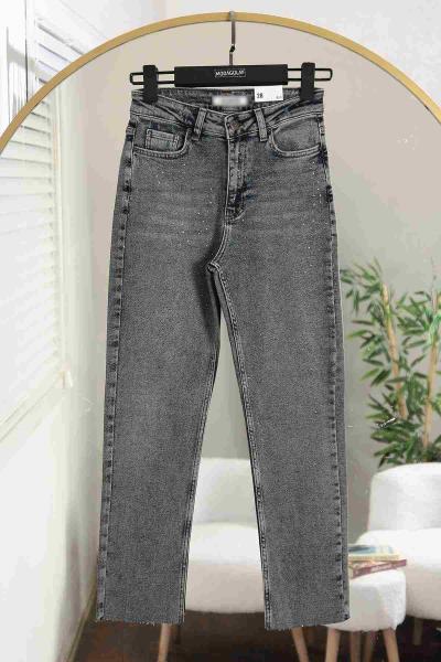 Serpme Yıldızlı Kot Pantalon Koyu Mavi