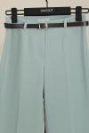 Beli Kemerli Boru Paça Double Pantolon Mint