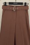 Beli Kemerli Bol Paça Pantolon Açık Kahve