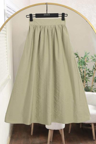 Beli Lastikli Büzgülü Tesla Modal Etek Adaçayı