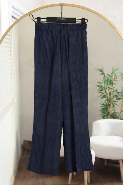 Beli Lastikli Çilek Pantolon Lacivert