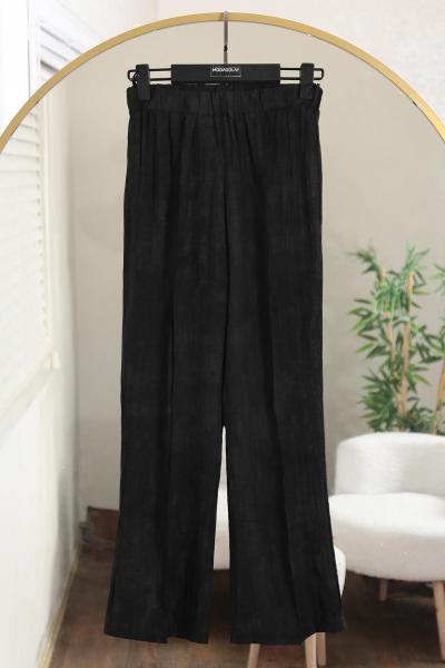 Beli Lastikli Çilek Pantolon Siyah