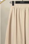 Beli Lastikli Çift Cepli Gabardin Etek Bej