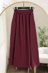 Beli Lastikli Çift Cepli Gabardin Etek Bordo