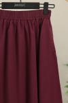 Beli Lastikli Çift Cepli Gabardin Etek Bordo