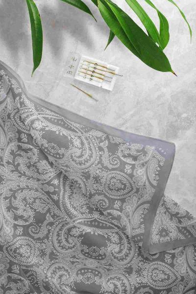 Hint İpek Desenli Şal Antrasit