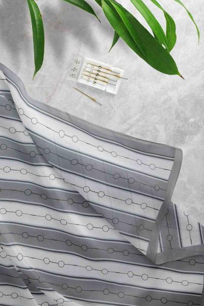 Hint İpek Desenli Şal Gri