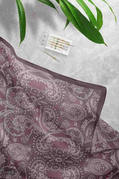 Hint İpek Desenli Şal Mürdüm