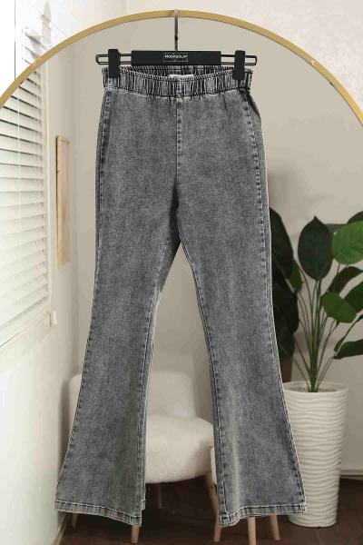 Beli Lastikli İspanyol Paça Kot Pantolon Antrasit