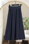 Beli Lastikli Büzgülü Tesla Modal Etek Lacivert
