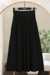 Beli Lastikli Büzgülü Tesla Modal Etek Siyah