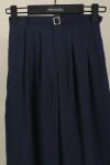Beli Lastikli Tokalı Pileli Modal Pantolon Lacivert