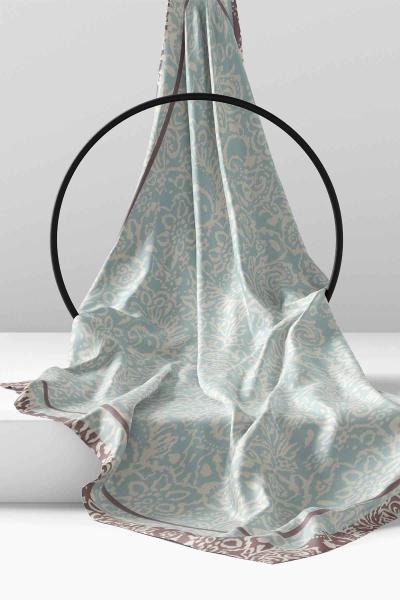 Zodyak Desenli Eşarp Kahve Mavi