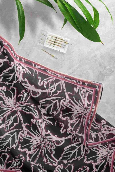 Fırça Desenli Eşarp Siyah Bordo