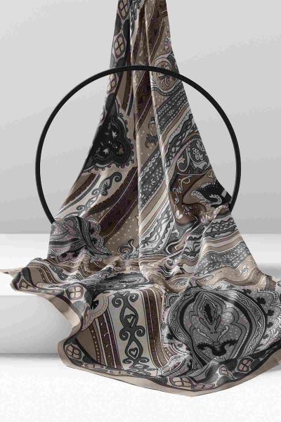 Kalp Zinciri Desenli Hint Şal Latte