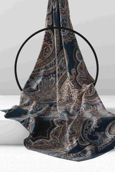 Çini Desenli Hint Şal Lacivert