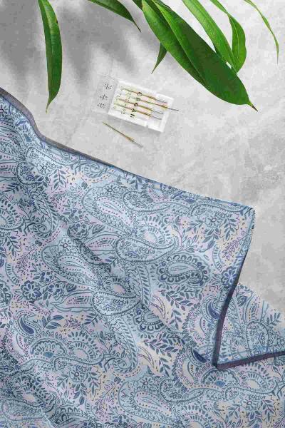 Aqa Soft Çiçek Desenli Eşarp Lacivert