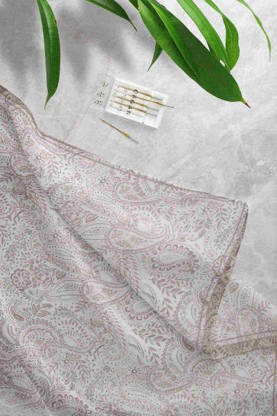 Aqa Soft Çiçek Desenli Eşarp Vizon