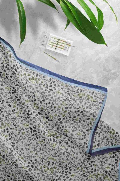 Aqa Mini Çiçek Soft Desenli Şal Lacivert