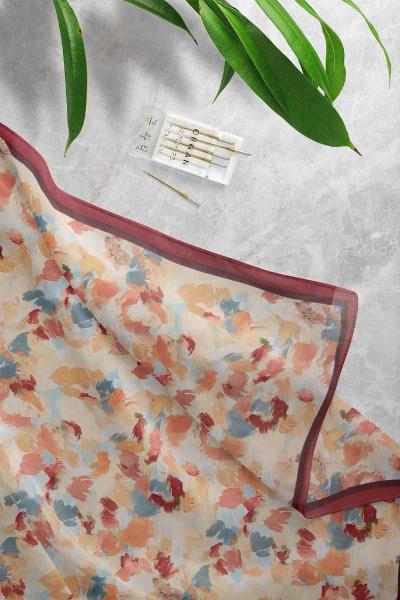 Aqa Pastel Soft Desenli Şal Bordo