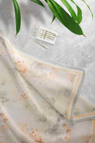 Aqa Soft Gonca Gül Desenli Şal Çağla