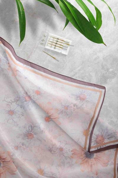 Aqa Soft Çiçek Rüyası Desenli Şal Koyu Kahve