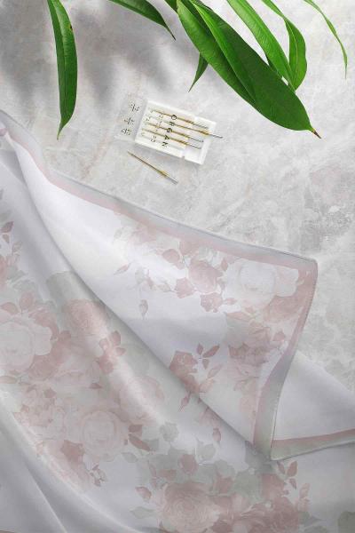 Aqa Soft Gü Buketi Desenli Şal Mint