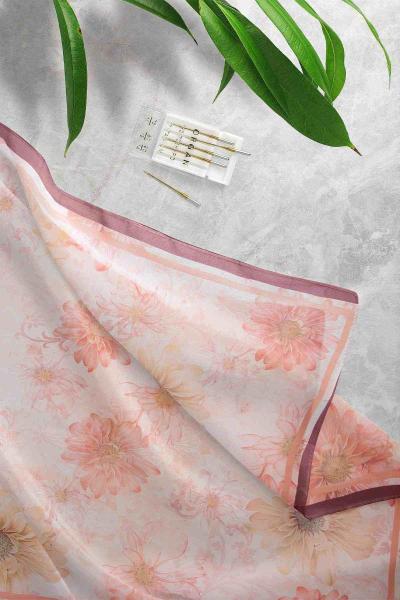 Aqa Soft Çiçek Rüyası Desenli Şal Mürdüm