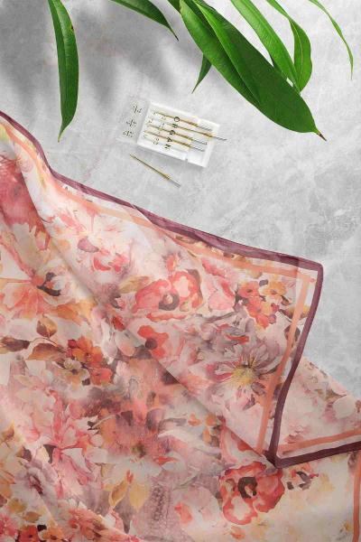 Aqa Soft Gül Baharı Desenli Şal Mürdüm