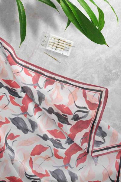 Esinti Desenli Eşarp Bordo Füme