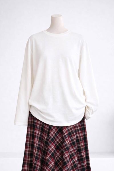 Sıfır Yaka Basıc Kristal Tunik Ekru