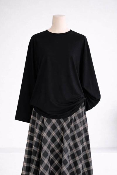 Sıfır Yaka Basıc Kristal Tunik Siyah