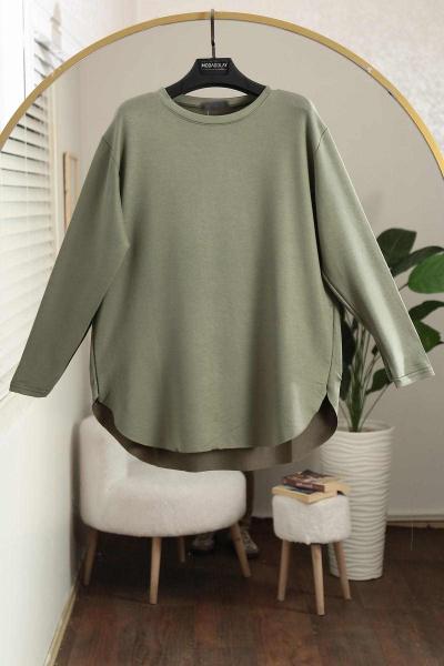 Sıfır Yaka Basıc Kristal Tunik Adaçayı