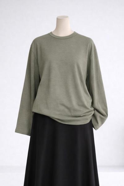 Sıfır Yaka Basıc Kristal Tunik Adaçayı