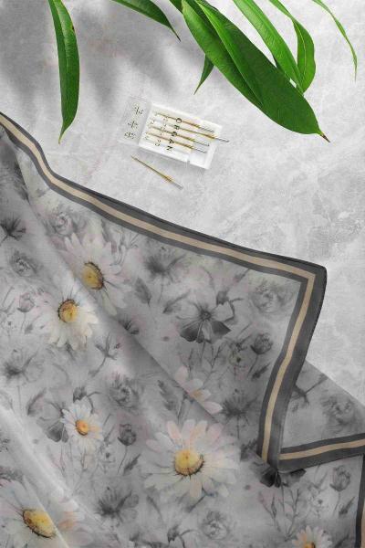 Papatya Desenli D3 Şal Füme