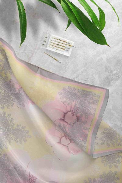 Büyük Gül Desenli D1 Şal Gri