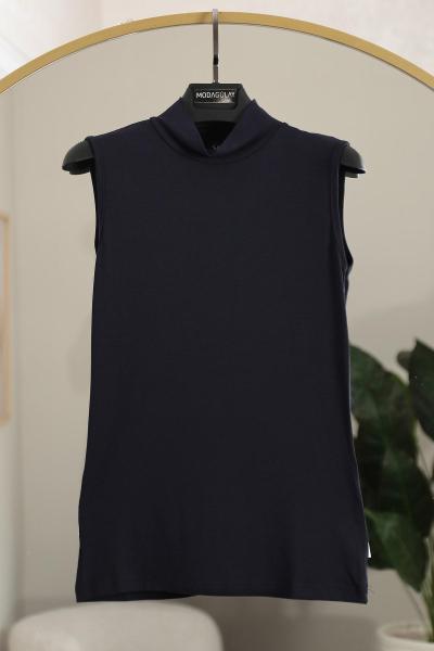 Yarım Balıkçı Kolsuz Viskon Bady Lacivert