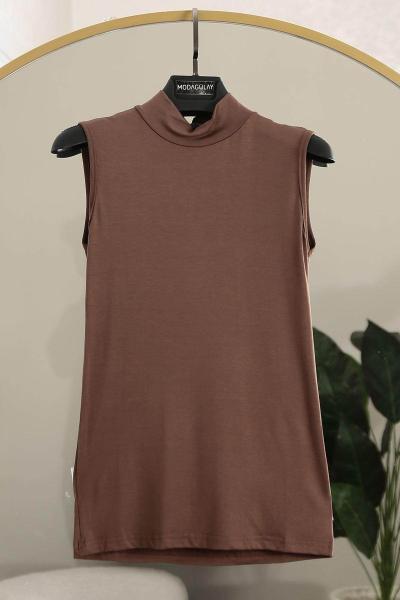 Yarım Balıkçı Kolsuz Viskon Bady Kahve