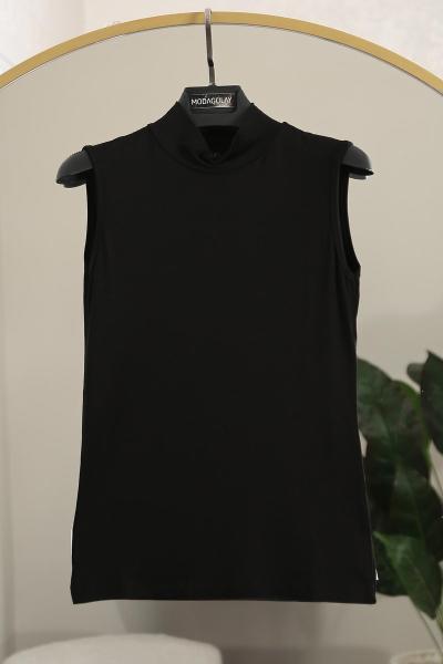 Yarım Balıkçı Kolsuz Viskon Bady Siyah