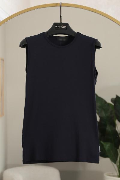 Sıfır Yaka Kolsuz Viskon Bady Lacivert