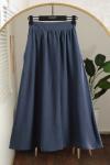 Beli Lastikli Büzgülü Tesla Modal Etek İndigo