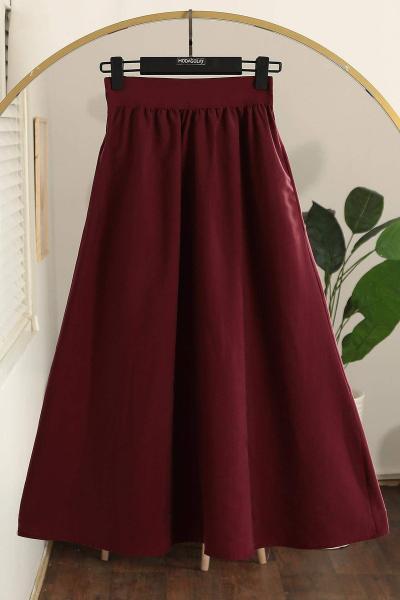 Beli Lastikli Tesla Modal Etek Bordo