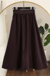 Beli Lastikli Tesla Modal Etek Koyu Kahve