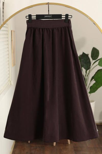 Beli Lastikli Tesla Modal Etek Koyu Kahve