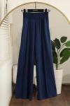 Yüksek Bel Lastikli Çimalı Aysho Pantolon Lacivert