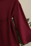 Sıfır Yaka Kuşaklı Bol Kollu Viskon Tunik Bordo