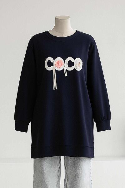 Coco Aksesuarlı Aysho Tunik Lacivert