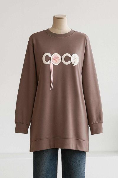 Coco Aksesuarlı Aysho Tunik Sütlü Kahve