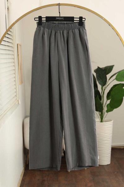 Beli Lastikli Rahat Verev Modal Pantolon Füme